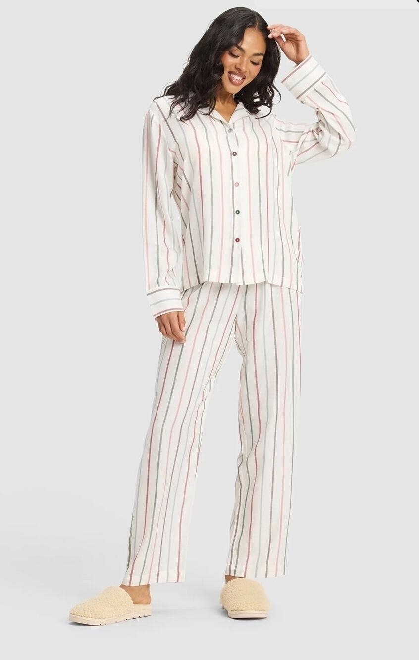 Cozy Earth Cottage Stripe Soft Woven Pajama Set XS Long Sleeve Rayon Tencel